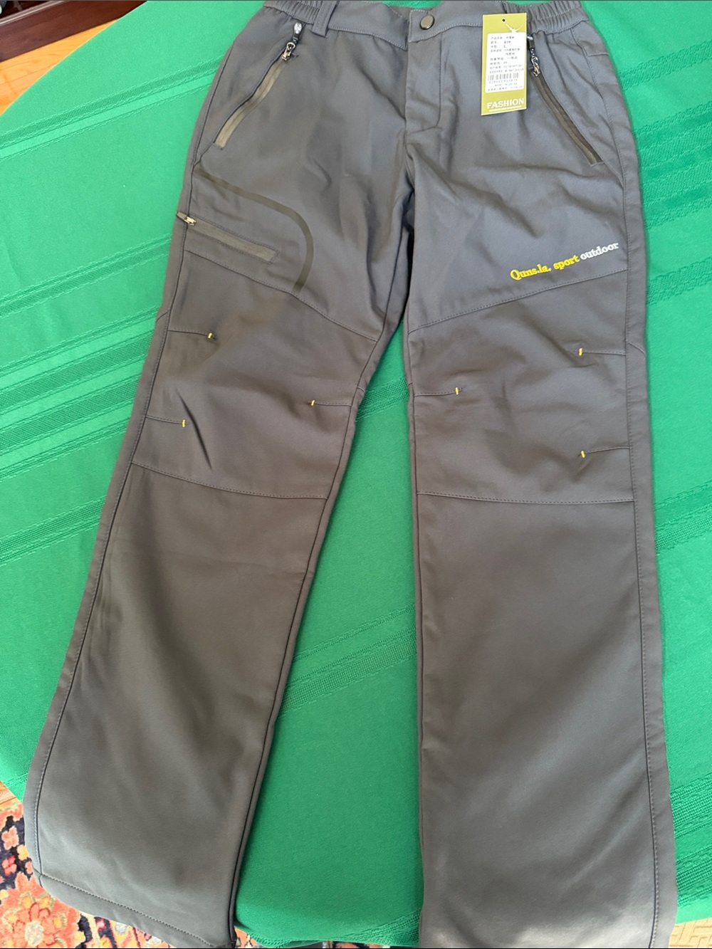 Men's Gray Cargo Pants with Yellow Accent — Outdoor Sport